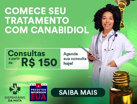 banner informativo: comece seu tratamento com canabidiol, consultas a partir de 150 reais, saiba mais